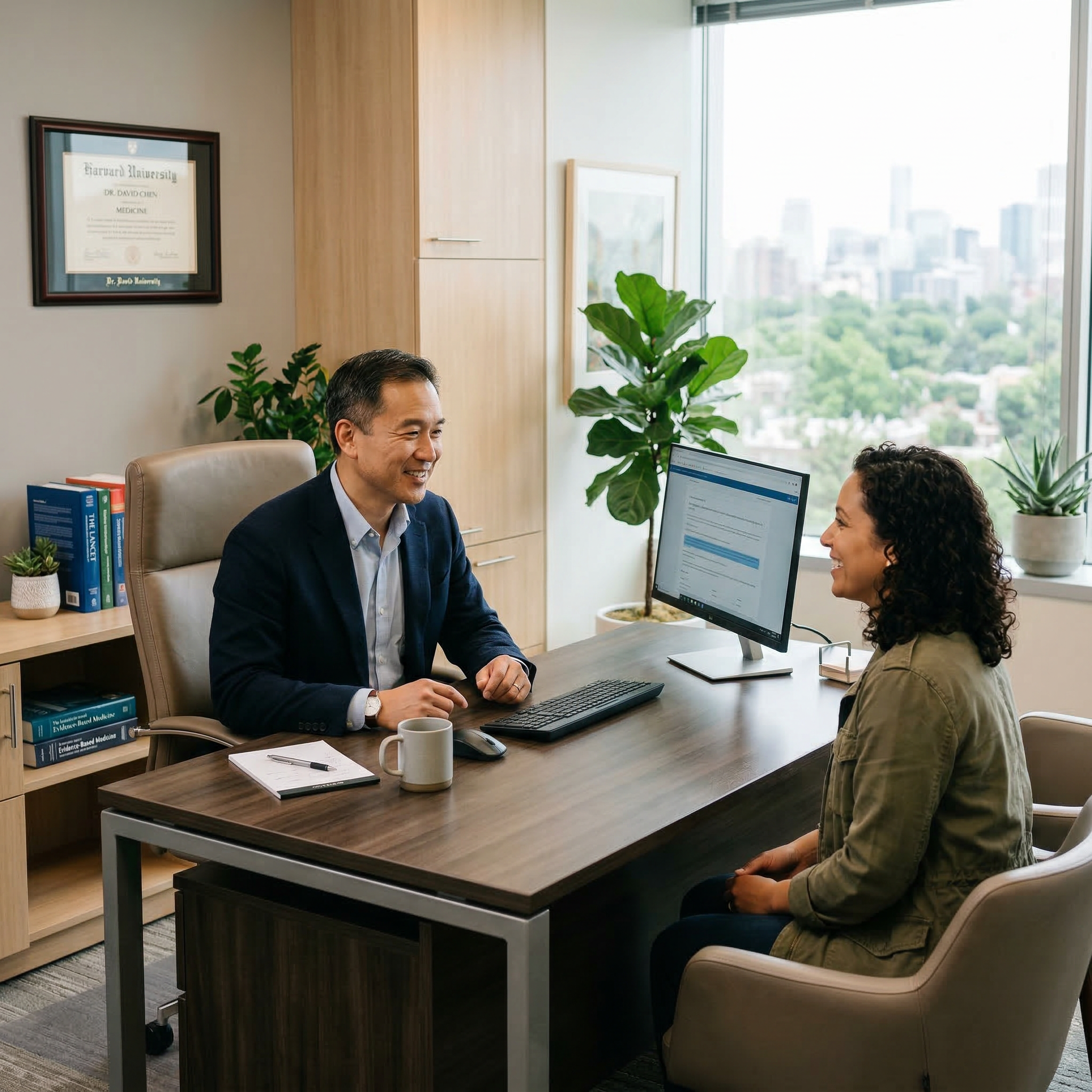 Doctor consulting with patient in office